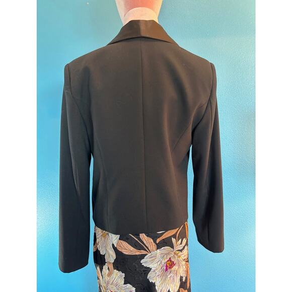 MURAL Black Open Front Blazer Jacket Tuxedo Look Satin Collar Fully Lined Small - Picture 3 of 10